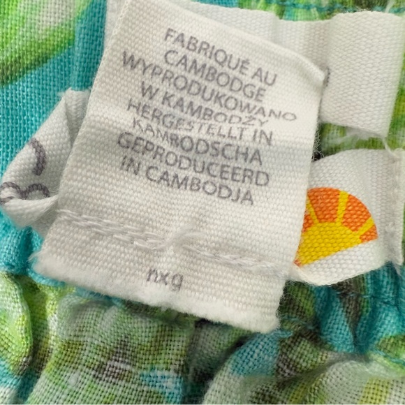 C&C California Green Floral Long Maxi Skirt Side Slit Size M 100% Linen - Picture 6 of 10